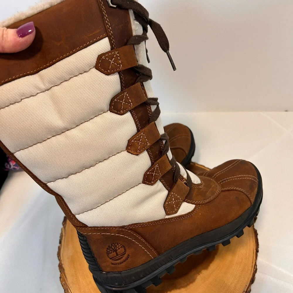 Timberland Women's Mount Hayes Tall‎ Waterproof Brown Snow Boots Size 7